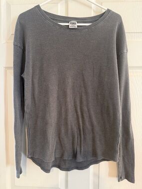 PINK Victoria's Secret Waffle Knit Crewneck - Gray
